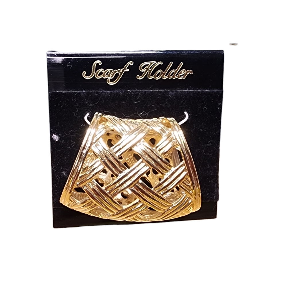 Goldtone Scarf Holder - Basket Weave Pattern -‎ NWOT
